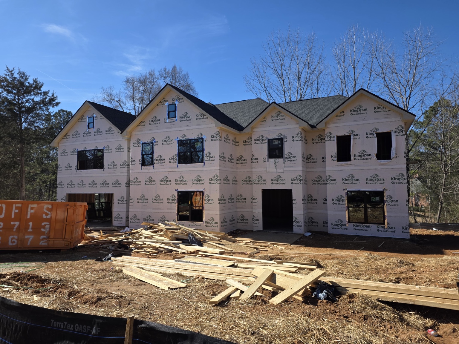 House wrapped and weather protected